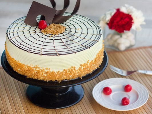 Eggless butterscotch cake