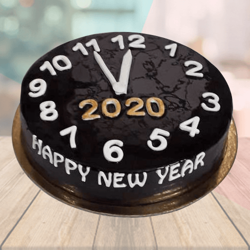 2020 Cake and Christmas Ornaments on Wooden Table. Stock Image - Image of  year, color: 163750959