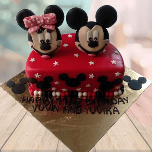Half Birthday Cake For Twins Mickey Minnie Mouse Mrcake