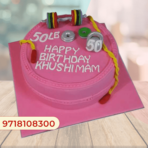 Gym Special Happy Birthday Cake With Name For Trainer