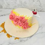 Elegant White Fondant and Pink Roses Cake