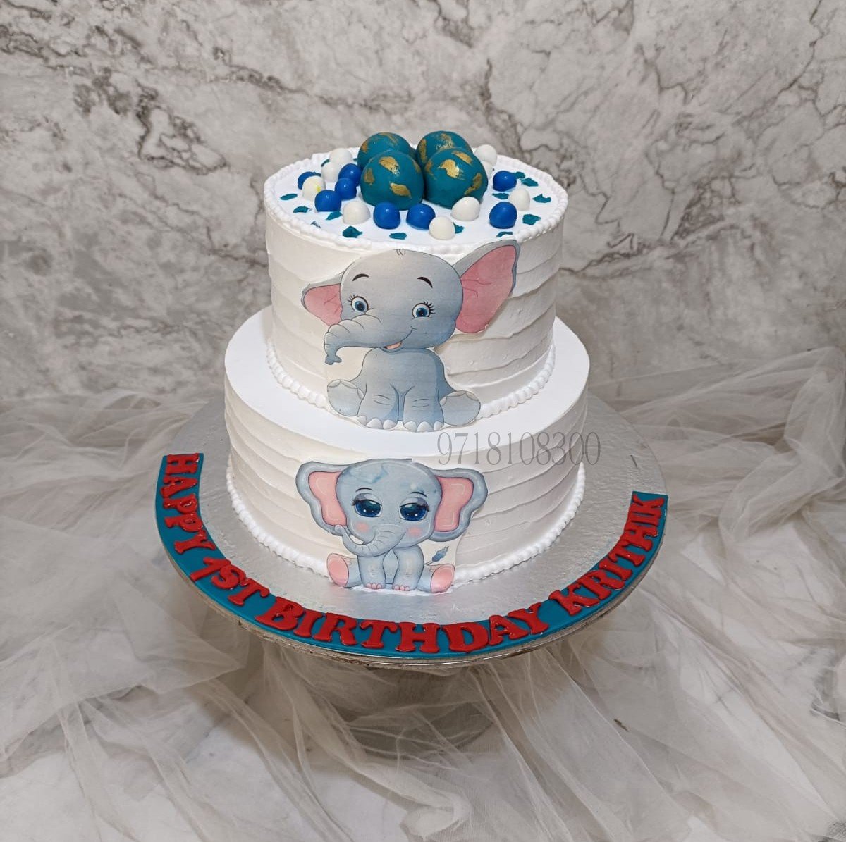 Two Tier Cute Elephants Cake 1 Cute Elephants Cake